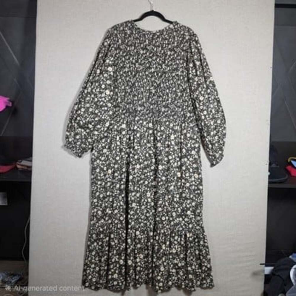 Old Navy Wildflower Floral Tiered Short Sleeve Fit Flare Maxi Dress Sz 4X Black - Picture 11 of 13